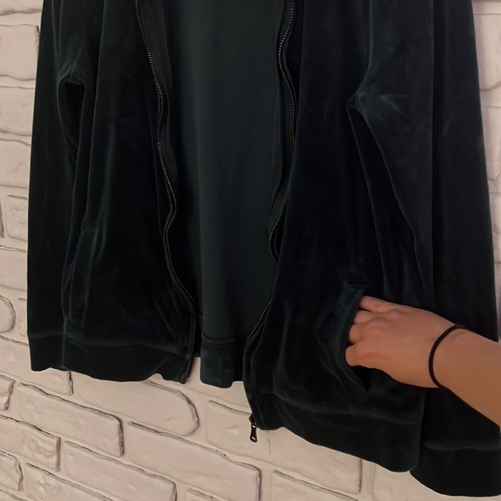 Talbots green velour zip up jacket size petite small - Picture 5 of 10